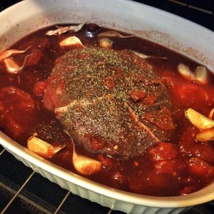 Oven Braised Roast with Garlic & Tomatoes before cooking